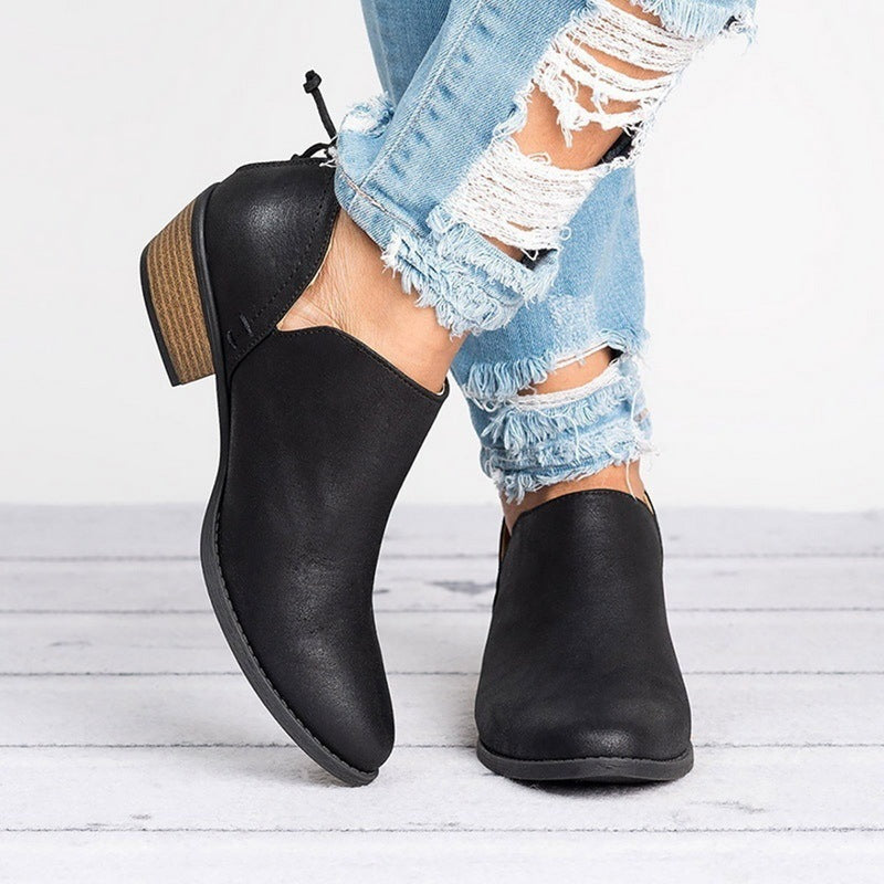 Autumn Women Shoes Retro High Heel Ankle Boots