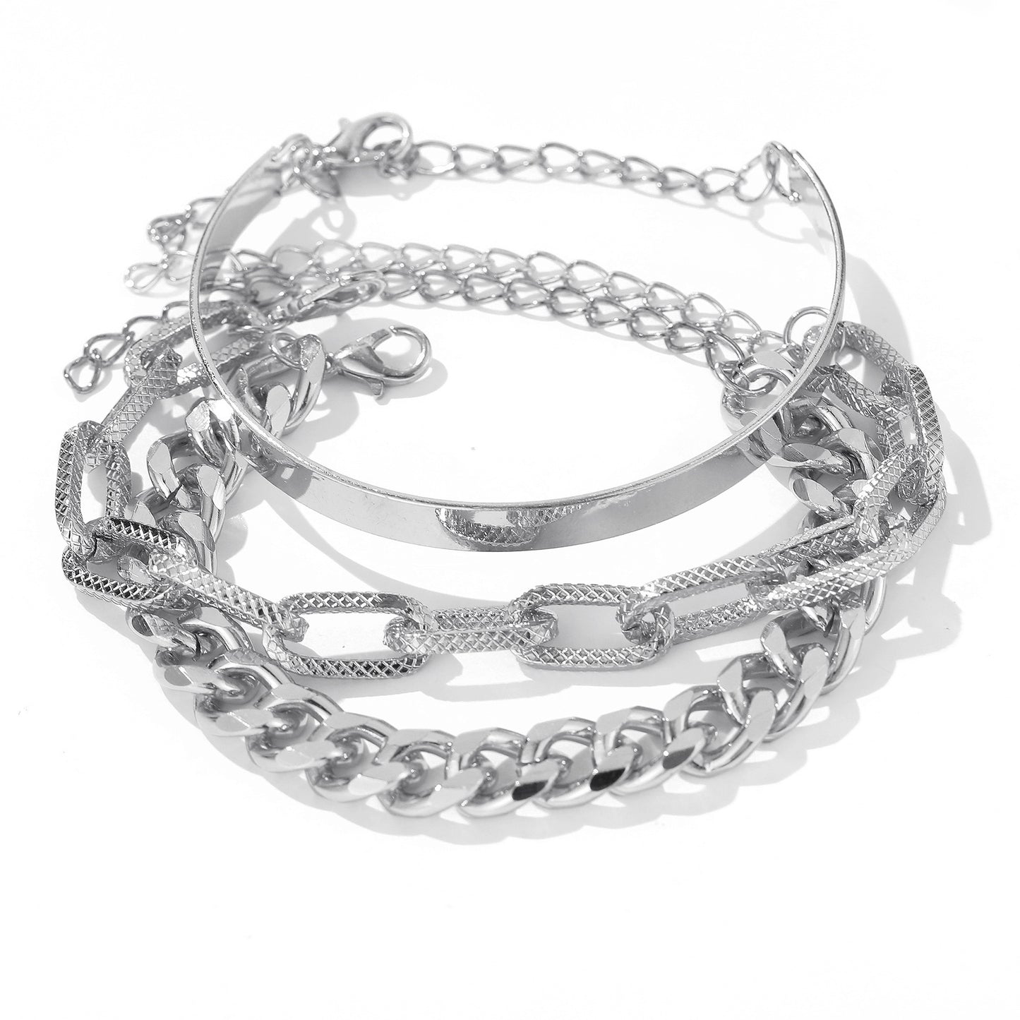 Punk Flat Snake Bones Chain Multi-layer Thick Straps Bracelet Suit