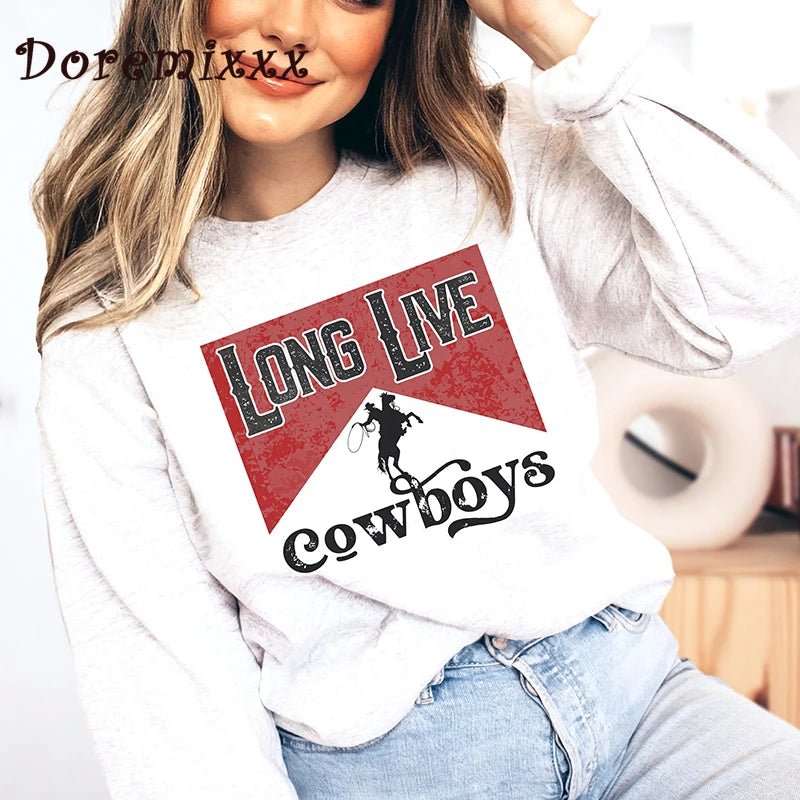 Long Live Cowboys Western Graphic Sweatshirt for Women