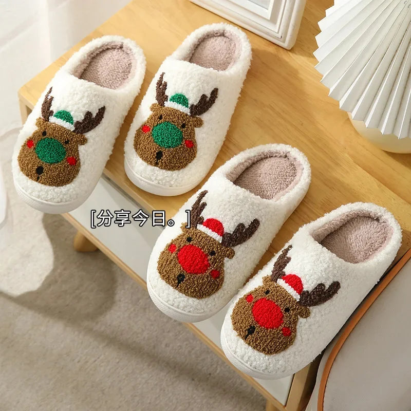 Christmas Elk Cotton Slippers