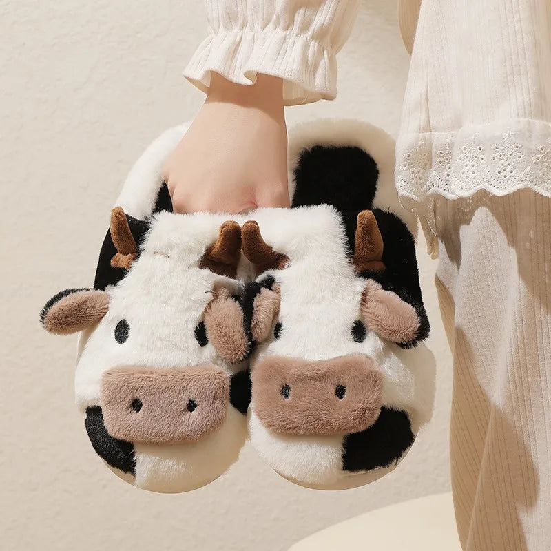 Cow Warm Plush Slippers