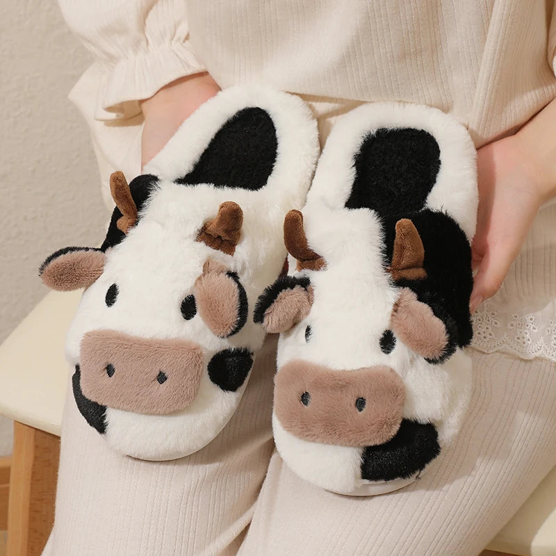 Cow Warm Plush Slippers