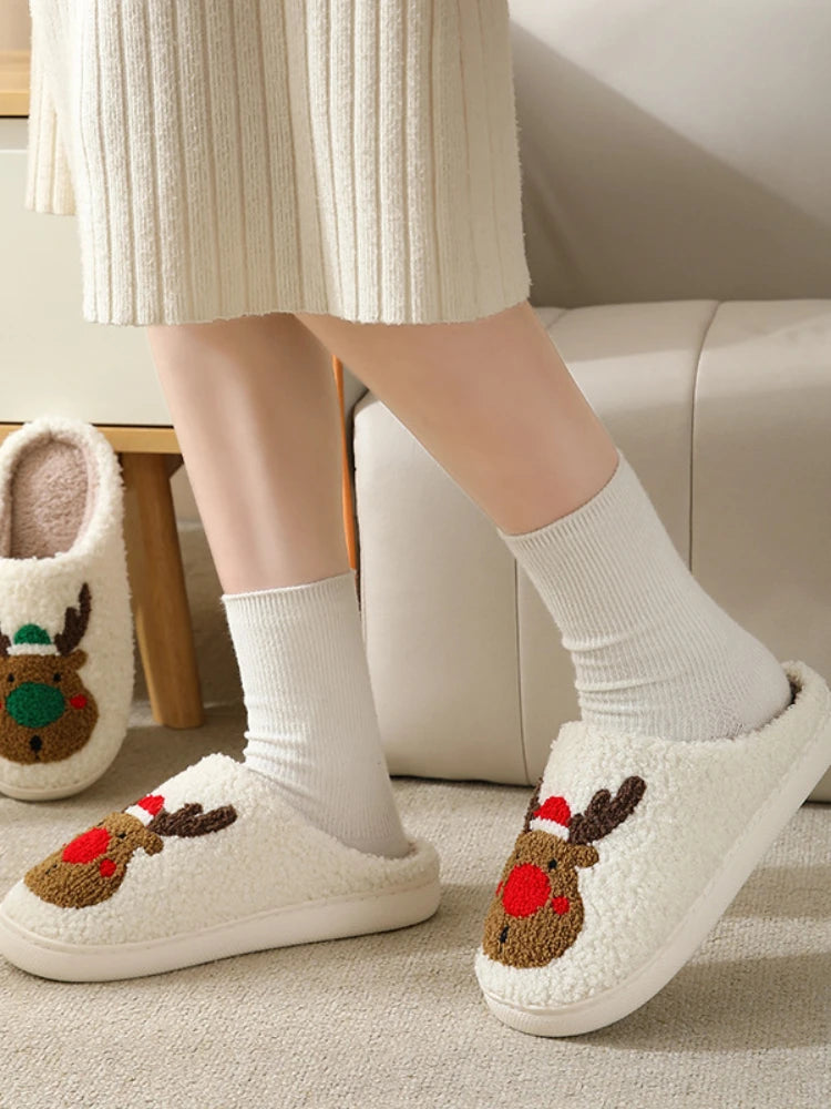 Christmas Elk Cotton Slippers