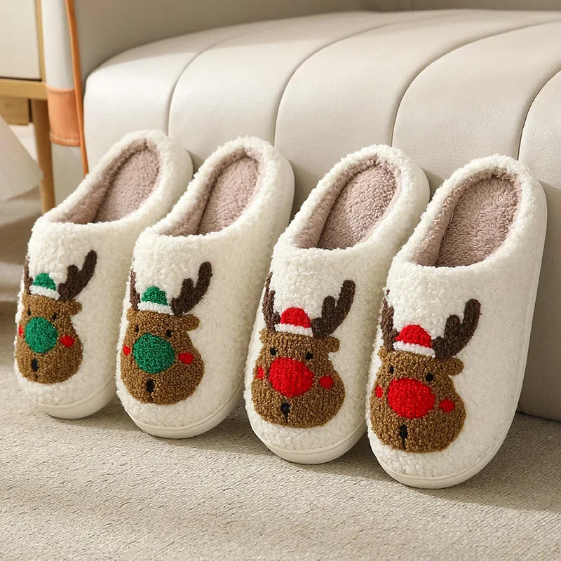 Christmas Elk Cotton Slippers