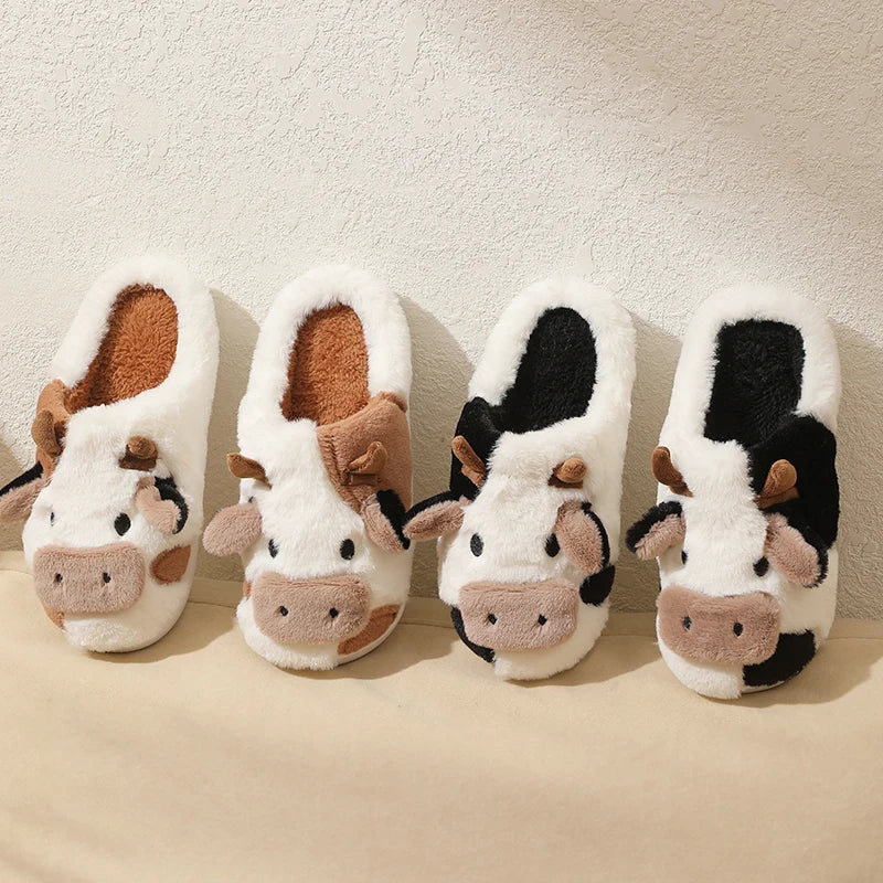 Cow Warm Plush Slippers