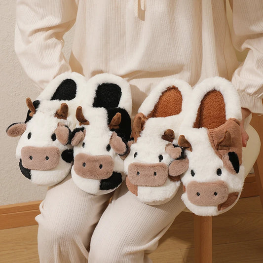 Cow Warm Plush Slippers