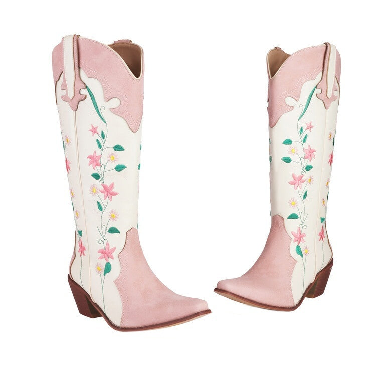 National Classic Embroidered Boots Thick-heeled Embroidered Knight Knee-high Boots